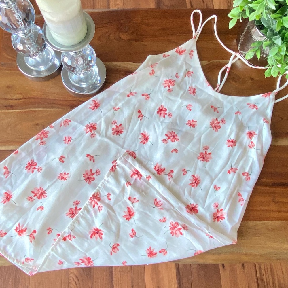 Soft White Dress With Pink Flowers